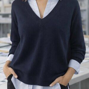 45460 Navy and Blue Sweater with Layered Look by SKIES are BLUE